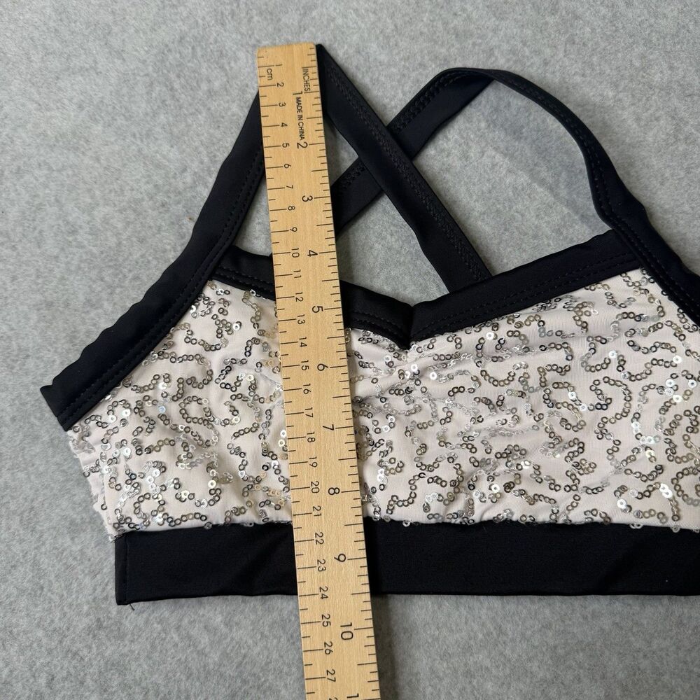 Balera White Sequin Dance Crop Top Girls Size 1C Racerback Bra Top Y2K Party - Picture 10 of 11